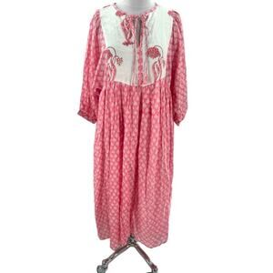 NWT Clara the label block print midi dress pink white sz S Tuckernuck